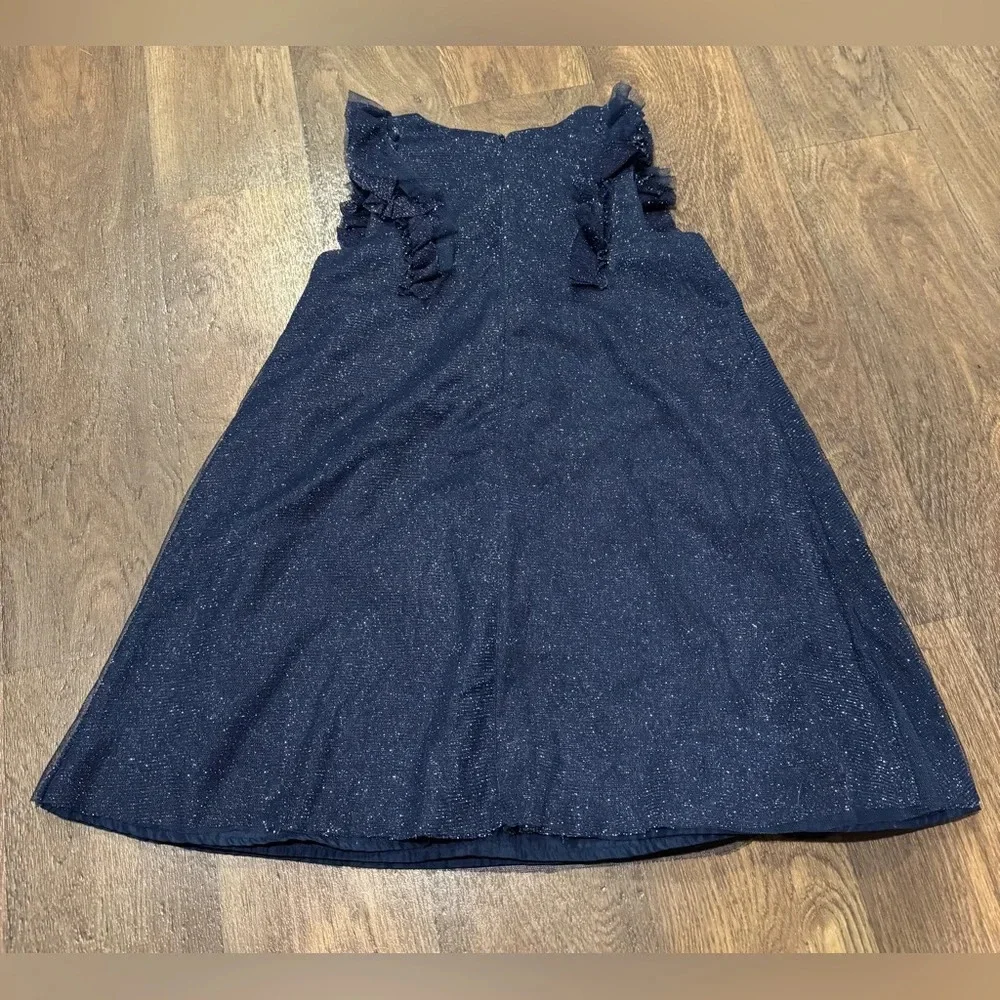 Tahari Girl's Dressy Holiday Glitter Dress Size 6 Midnight Blue Sparkle